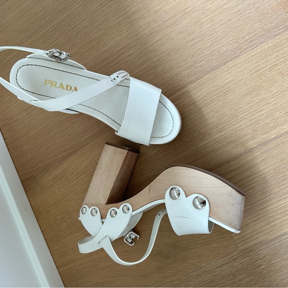 Prada White Chunky Heels Size 38.5 - Picture 6 of 8